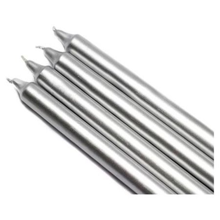 ZEST CANDLE Zest Candle CEZ-104 10 in. Metallic Silver Straight Taper Candles -1 Dozen CEZ-104